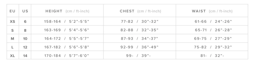 MYSTIC WOMENS WETSUIT 24 0 Size Chart